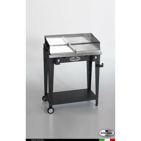 Grill 8.6 Inox Piastra mista - Grigio antracite - Senza portapiatti - Con paraschizzi - Con kit mensola e ruote - barbecue, griglia, giardino, carne, a gas, acciaio made in Italy (1/3)