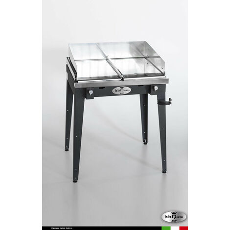 Grill 8.6 Inox Piastra liscia - Grigio antracite - Senza portapiatti - Con paraschizzi - Senza kit mensola e ruote - barbecue, griglia, giardino, carne, a gas, acciaio made in Italy