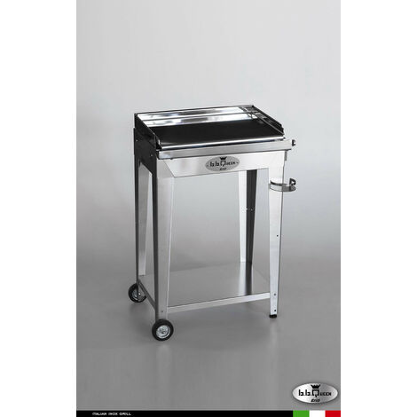 Grill 6.4 Inox Piastra liscia - Senza portapiatti - Senza paraschizzi - Con kit mensola e ruote - Satinato - barbecue, griglia, giardino, carne, a gas, acciaio made in Italy