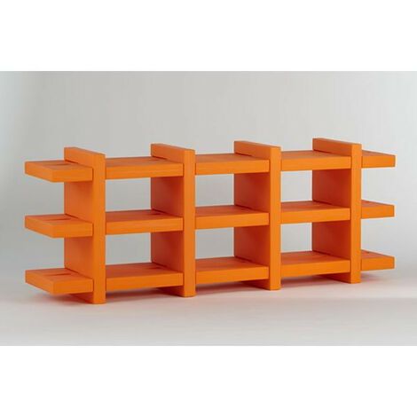 Booky Arancione - Grande originale Slide libreria autoportante libri colorata polietilene soggiorno casa made in Italy scomparti ripiani (1/2)