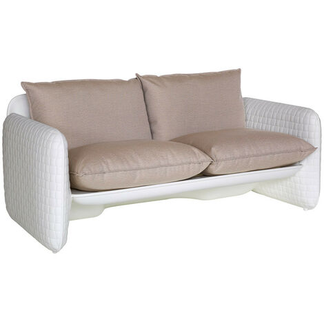 Mara Sofa Bianco - Marrone London originale slide di design per giardino esterno interno colorata moderna polietilene made in Italy sedia seduta poltrona divano (1/2)