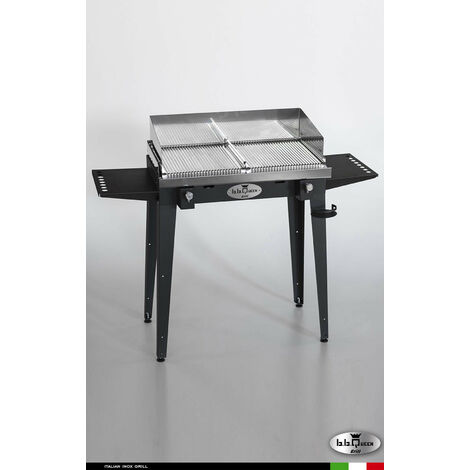 Grill 8.4 Inox Piastra ondulata - Grigio antracite - Con portapiatti - Con paraschizzi - Senza kit mensola e ruote - barbecue, griglia, giardino, carne, a gas, acciaio made in Italy