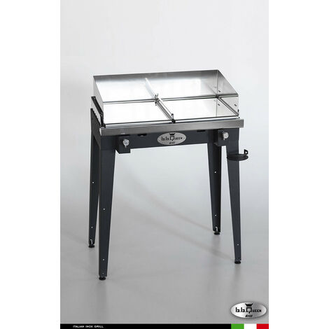 Grill 8.4 Inox Piastra liscia - Grigio antracite - Senza portapiatti - Con paraschizzi - Senza kit mensola e ruote - barbecue, griglia, giardino, carne, a gas, acciaio made in Italy