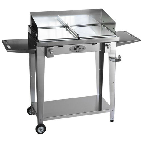 Grill 8.4 Inox Piastra liscia - Con portapiatti - Con paraschizzi - Con kit mensola e ruote - Satinato - barbecue, griglia, giardino, carne, a gas, acciaio made in Italy (1/3)