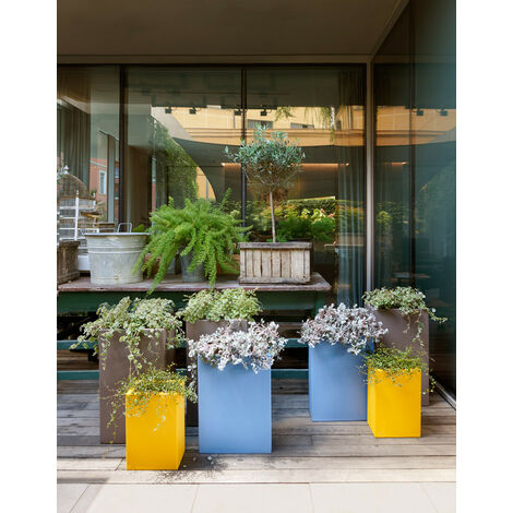 Base Pot Grigio argilla - 44 / 20 h 60 cm Vaso decorativo in polietilene originale Slide colorato giardino di design esterno interno bar ristorante hotel