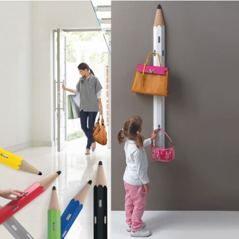 Matità Rosso appendiabiti da muro - bambini cameretta - colorato - matita - legno - appendi abiti parete - ganci - attaccapanni - ingresso - moderno (1/5)