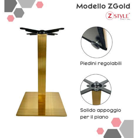 Base per tavolo in acciaio gold - ZStyle base tavolo, gamba tavolino , piede centrale, metallo, per catering bar ristoranti bistrot - basamento - per interno / esterno (1/4)