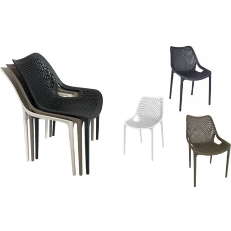 Sedia Karibe - impilabile Nero sedia seduta di plastica, giardino, impilabile, polipropilene, design , moderna, colorata, sedia per ospiti da pranzo resistente