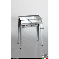 Grill 8.4 Inox Piastra liscia - Senza portapiatti - Con paraschizzi - Senza kit mensola e ruote - Satinato - barbecue, griglia, giardino, carne, a gas, acciaio made in Italy