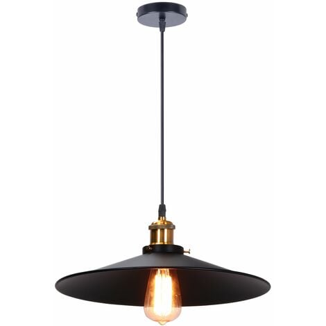 Lámpara de techo colgante Ø 36 cm industrial retro E27 Negro 