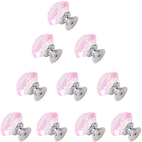 10pcs 30mm Tirador de mueble Rosa Vidrio Cristalino Perilla De Puerta