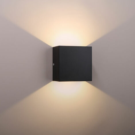 Apliques de Pared Led Moderna 6W Cubo Blanco Cálido Lámpara de Pared Creativa Lámpara Simple para Corredor Loft Negro