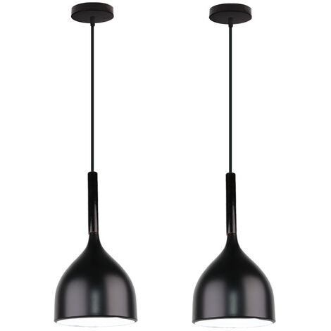 2PCS Lámparas de Colgar Moderna Nórdica Retro Lámpara Colgante Vintage  Negro para Cafetería Oficina Sala de