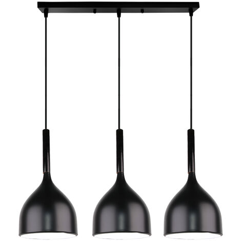 Lámparas de Colgar Moderna Nórdica Plafones 3 Portalámparas Retro Lámpara  Colgante Vintage Negro para Cafetería Oficina Sala de Estar Cocina