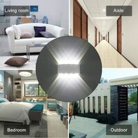Led Apliques de Pared Modernos 8W (Blanco) Lámpara de Pared Aluminio para Dormitorio Interior Exterior Decoración Del Hogar Pasillo Entrada (Blanco Frío)