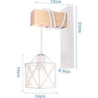 2X Lámpara de Pared con Forma de Cubo de Apliques de Pared de Madera Retro Aplique de Pared Cuadrado Creativo Moderno para Mesita de Noche Loft Escalera Blanco