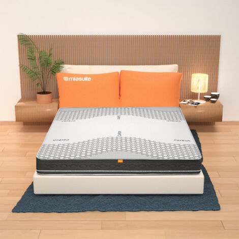 Materasso Molle Insacchettate e Memory Matrimoniale 170x200, alto 25 cm - Rivestimento Carbon.  Zefiro