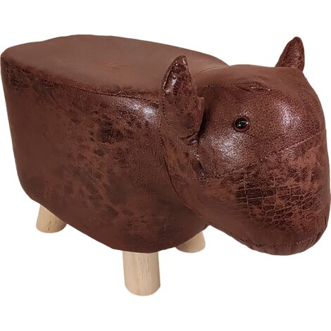 Poggiapiedi Pouf a forma di Toro alto 28 cm - Rivestimento Impermeabile, Piedi in Legno