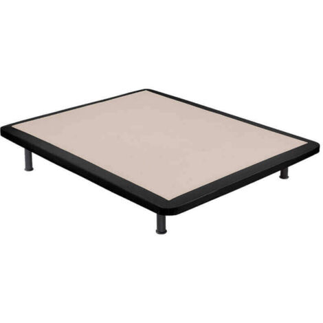 Base tapizada Poli-piel reforzada 5 barras transversales Negro - 80x200 cm