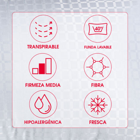 Almohada PIKOLIN COOPER firmeza media e hipoalergénica de fibra para cambiar de postura 70