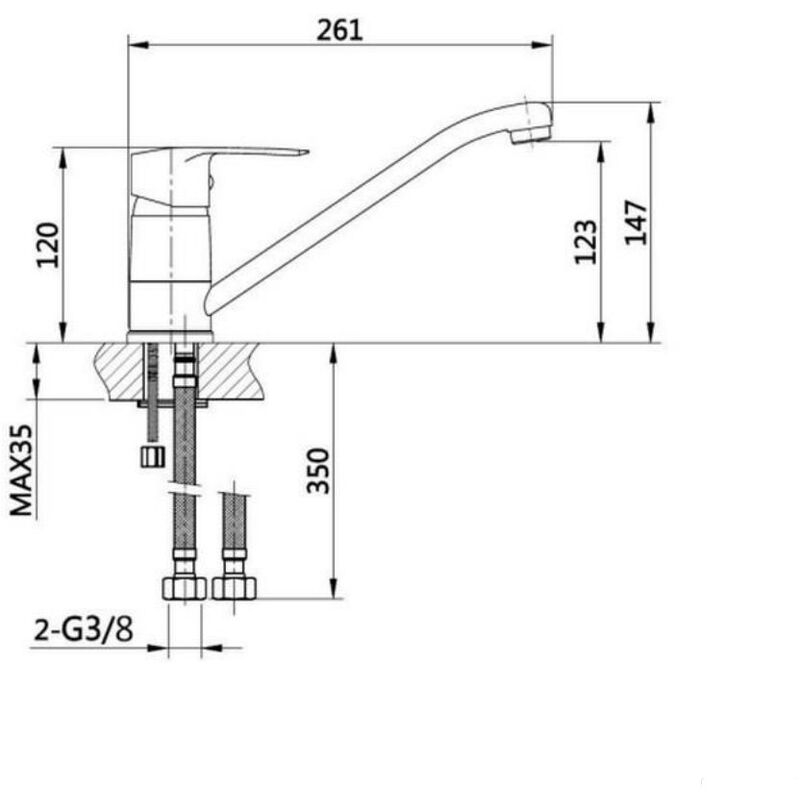 Mitigeur évier Sodi C2 - Bec tube Aquance