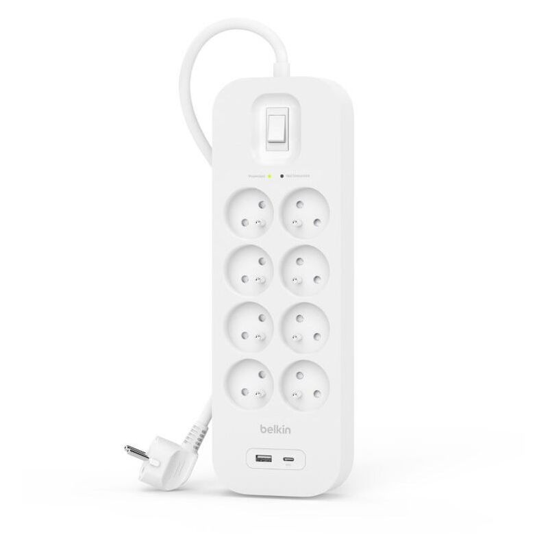 Belkin Multiprise parafoudre avec USB 8 Prises, Prise électrique (Montage  Mural, Cordon d'alimentation de 2