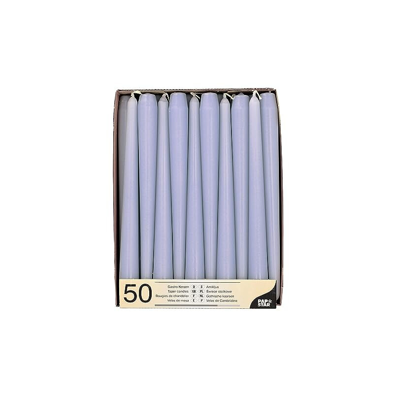PAPSTAR 50 Bougies De Chandelier Lilas - 25 Cm De Hauteur, 2,2 Cm De Diamètre - Paraffine Avec Stéarine