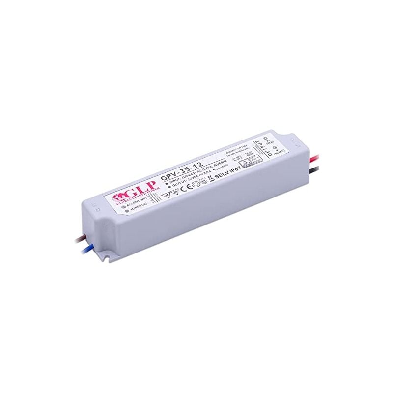 SOURCE D'ALIMENTATION DE GLP TENSION DE COURANT CONTINU ÉTANCHE À LED 12 V, 3 A, 36 W (GPV-35 - 12) FUENTE