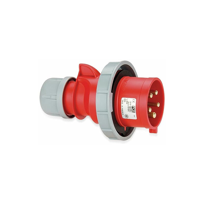 Prise saillie 3P+T 63A rouge 400V incliné 90° 6H bornes vis IP67