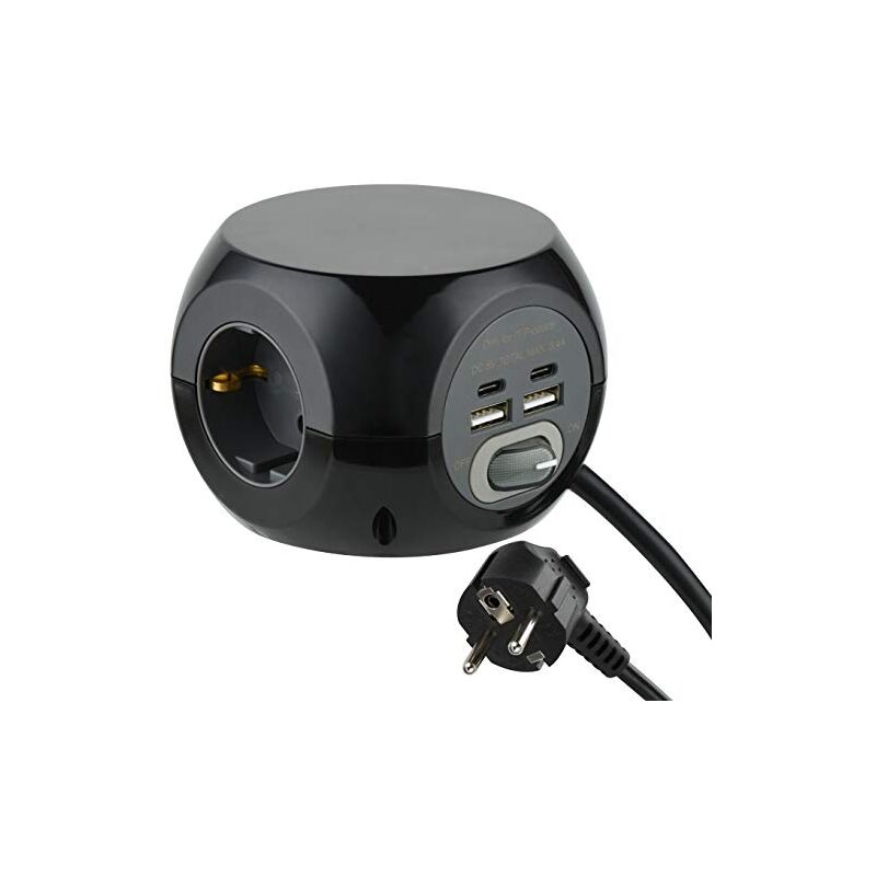 Mini Multiprise ELECTRALINE 62080 62078 MINI CUBE MULTIPRISE 3 PRISES AVEC 4 17 W (2 ...