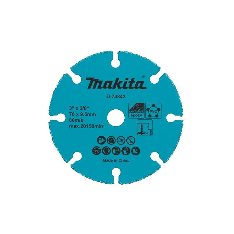 DISQUE DIAMANT CARBURE Ø76X10 MM POUR MEULEUSE COMPACTE - MAKITA D-74837 D-74843
