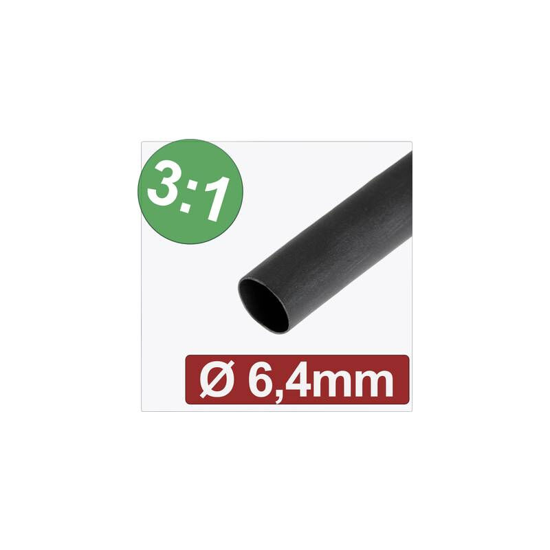 Gaine Thermorétractable Adhésive 3,2 Mm - Longueur 3 M - Taux Rétraction 3:1 - Isolation électrique IP67 - Noir