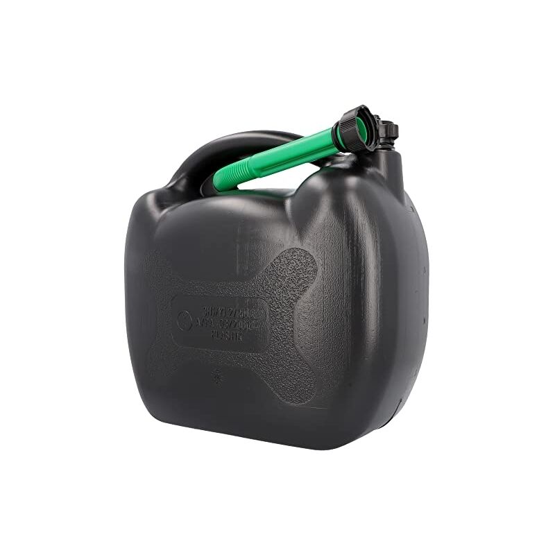 Bidon Essence 5L Homologué ONU - Bec Verseur Inclus - Plastique Noir - Pour Diesel Et Sans Plomb - 8
