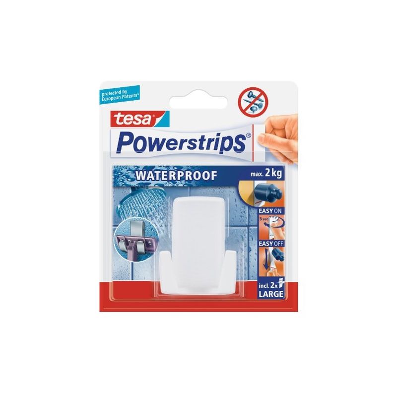 TESA POWERSTRIPS® 59703-00000-00 1 CROCHET PORTE-RASOIR + 2 POWERSTRIPS® WATERPROOF LARGE