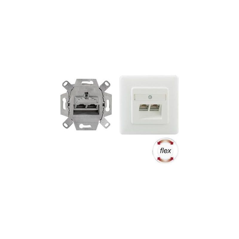PRISE RÉSEAU ENCASTRÉ INSERT AVEC PLAQUE CENTRALE ET CHÂSSIS CAT 6A 2 PO RUTENBECK 136112070