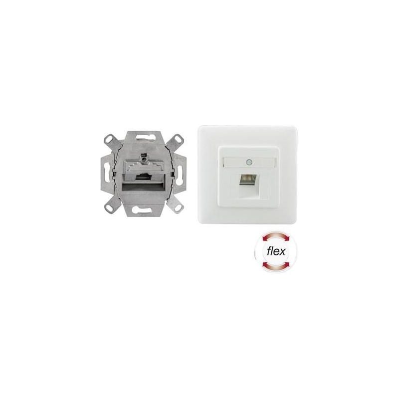 PRISE RÉSEAU ENCASTRÉ INSERT AVEC PLAQUE CENTRALE ET CHÂSSIS CAT 6A 1 PO RUTENBECK 136112030