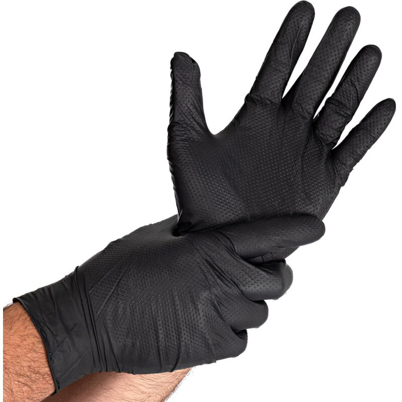 Guanti Nitrile Nero Taglia XL – Franz Mensch Hygostar Safe Light, Senza Talco, Uso Alimentare E Medico