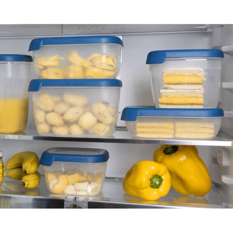 CURVER | Boite Hermétique Fresh'n Go Carrée 0.25L, Transparent/Bleu, Foodkeepers OPP, 10,5x10,5x4,4 Cm