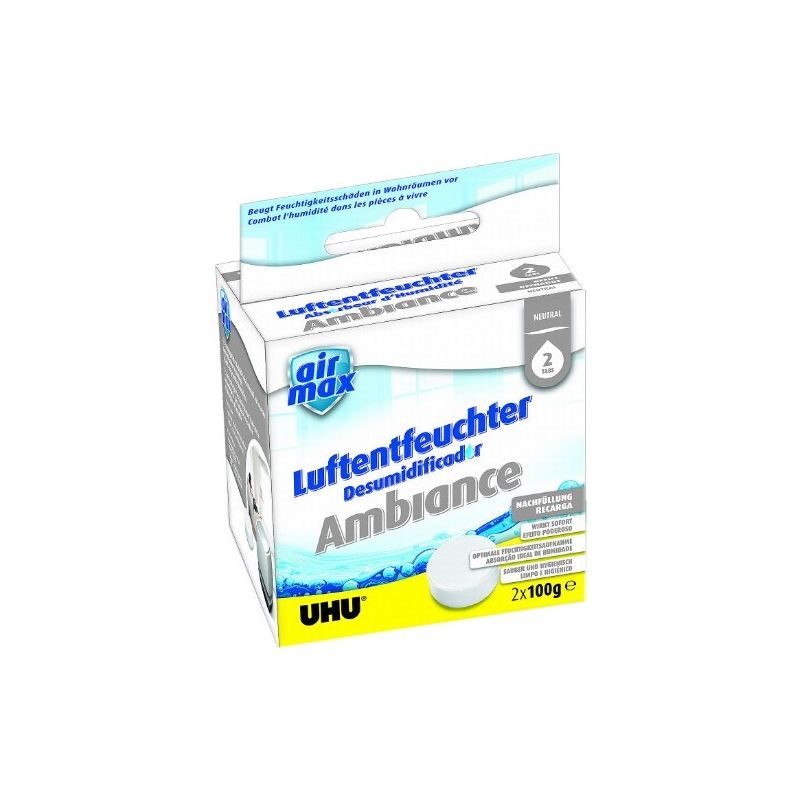 BOÎTE DE 2 RECHARGES DE 100G POUR ABSORBEUR D'HUMIDITÉ 37355 - L7,6 X H7,6 X P6,2 CM GRIS BLANC