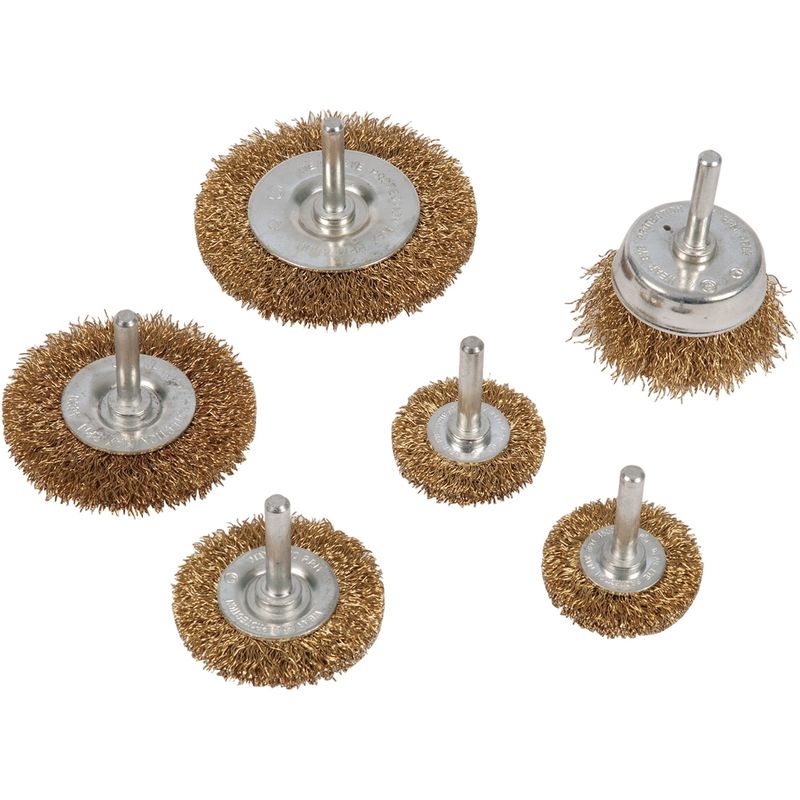 JEU DE 6 BROSSES MÉTALLIQUES QUEUE DE 6 MM SILVERLINE 993067