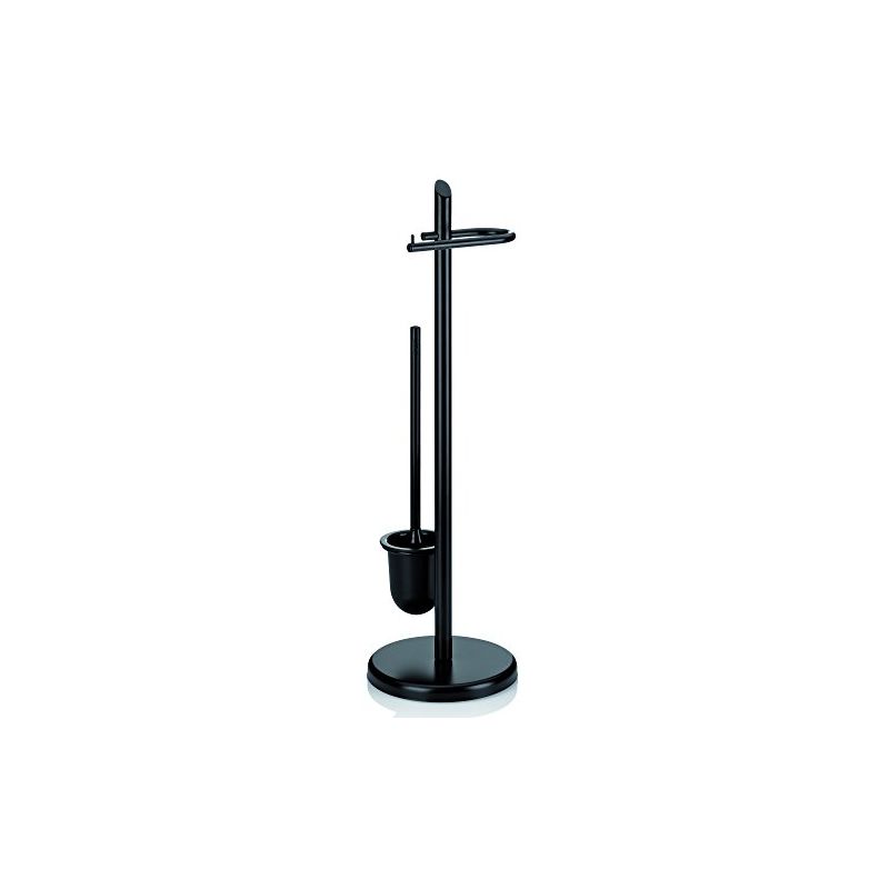 KELA 20542 SET WC SUPPORT PAPIER TOILETTE + BROSSE, MÉTAL NOIR, HAUTEUR 73 CM, KEN'