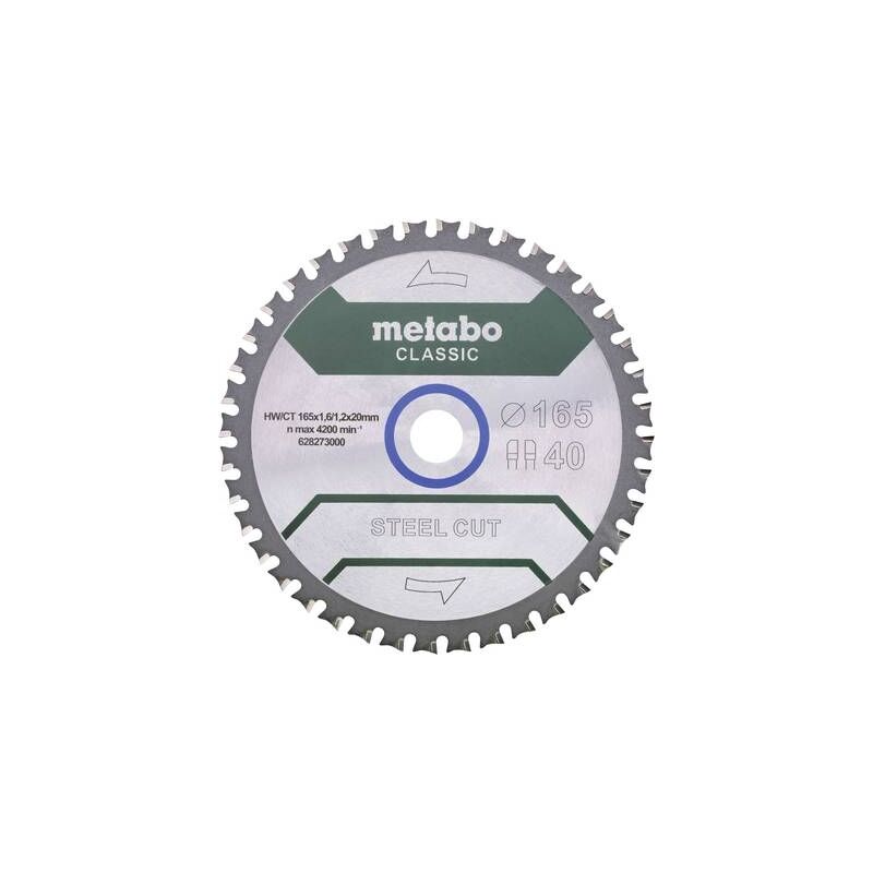 LAME DE SCIE CIRCULAIRE METABO STEEL CUT CLASSIC 628273000 165 X 20 X 1.6 MM NOMBRE DE DENTS: 40 1 PC(S)