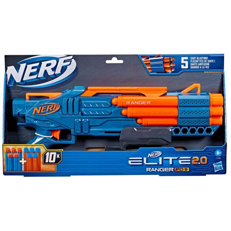 Nerf Elite 2.0 Ranger PD-5 - Blaster à Pompe, 10 Fléchettes, Rangement Intégré