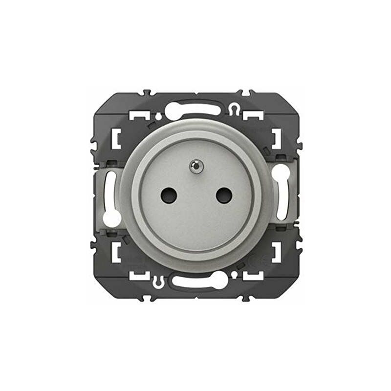 PRISE DE COURANT LEGRAND DOOXIE EASYRÉNO 2P+T FAIBLE PROFONDEUR 16A FINITION ALUMINIUM LEG600428