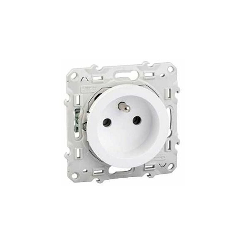 ODACE PRISE DE COURANT 2P+T BLANC, À GRIFFES, 2 CONNEXIONS RAPIDES PAR PÔLE SCHNEIDER ELECTRIC