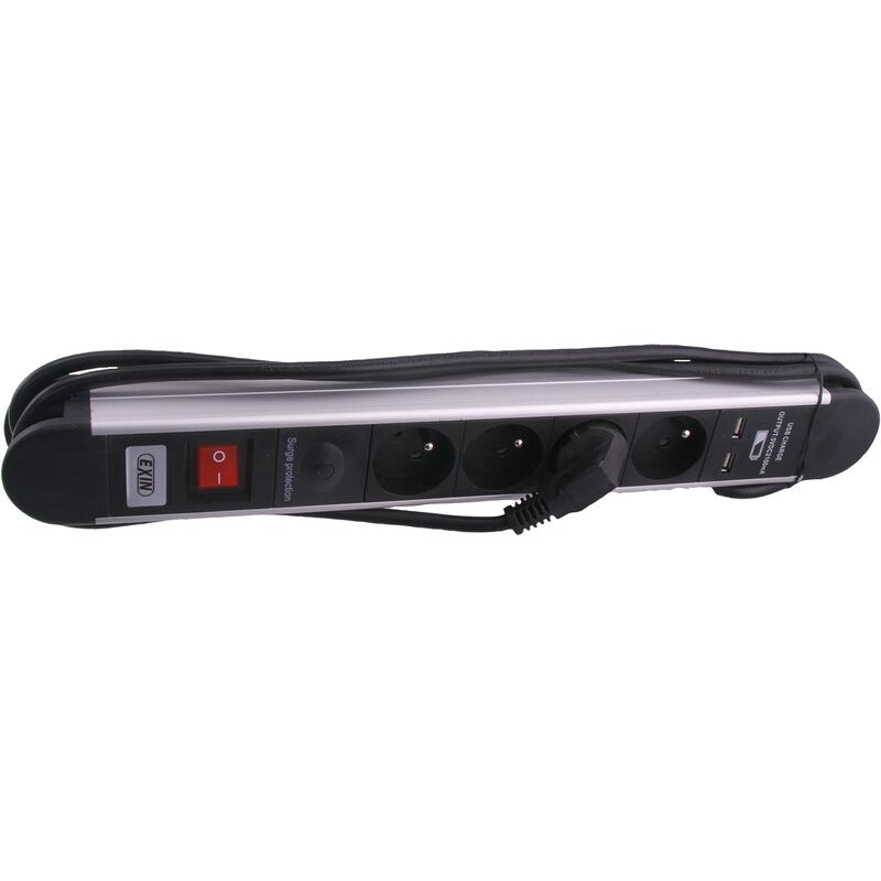 KM SL014-U050O: Bloc multiprise, 4 prises, 2 ports USB-A, 5 m