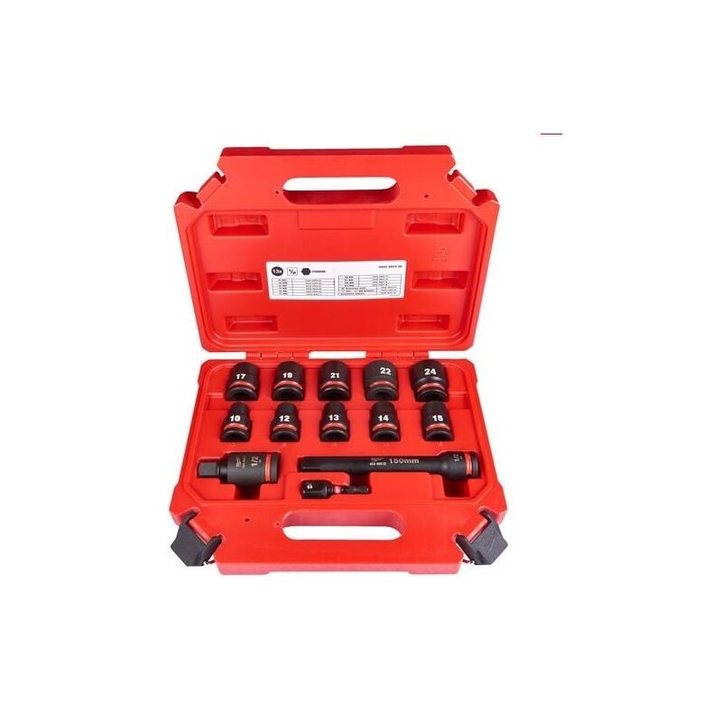 MILWAUKEE SHOCKWAVE SCHLAGNUSS 1/2'' KURZ 13 TLG. IM KOFFER TECHTRONIC INDUSTRIE (11070)