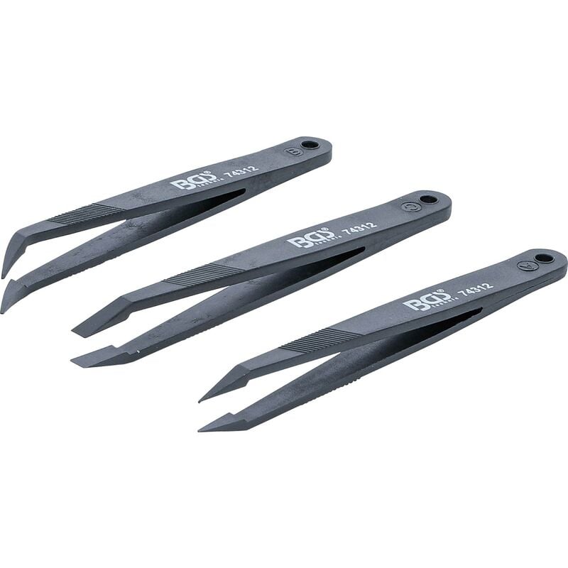 JEU DE PINCETTES EN MATIÈRE PLASTIQUE  3 PIÈCES BGS 74312