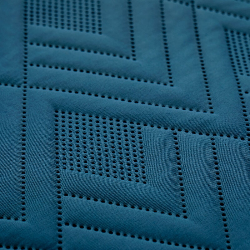Dessus de lit feuillages polyester bleu marine 240x260cm GRAZIA
