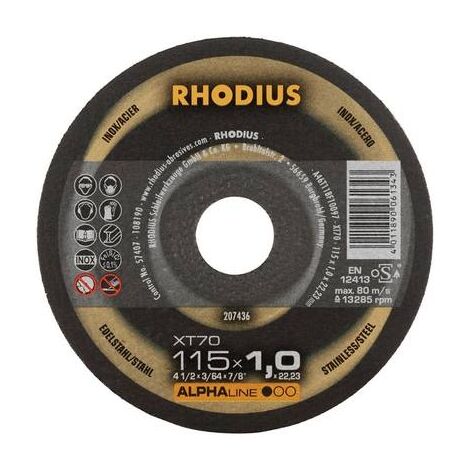DISQUE À TRONÇONNER DROIT RHODIUS XT70 BOX 208225 115 MM 22.23 MM 10 PC(S)